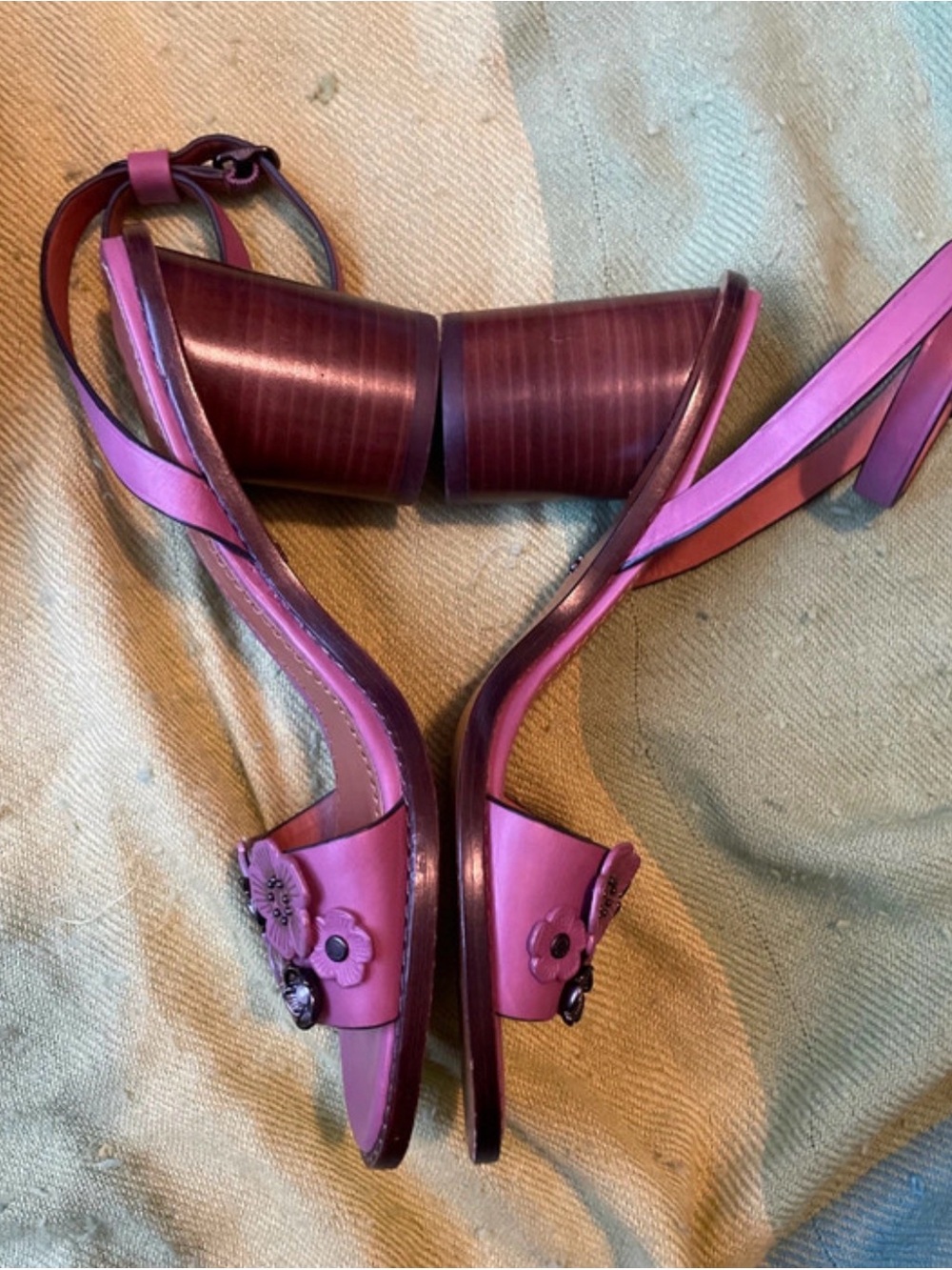 Coach Purple Floral Ankle-Strap Sandals - Picture 6 of 12
